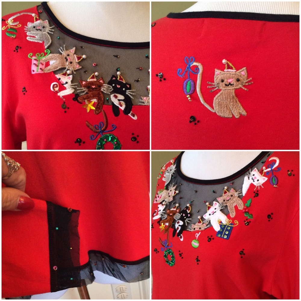 Kitty Cat Christmas Top - Picture 2 of 2